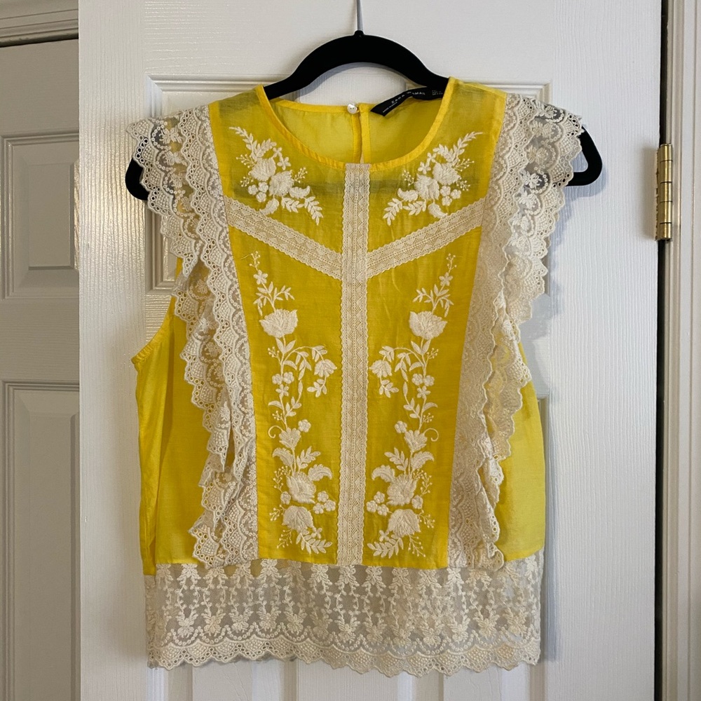 ZARA Yellow Lace Blouse